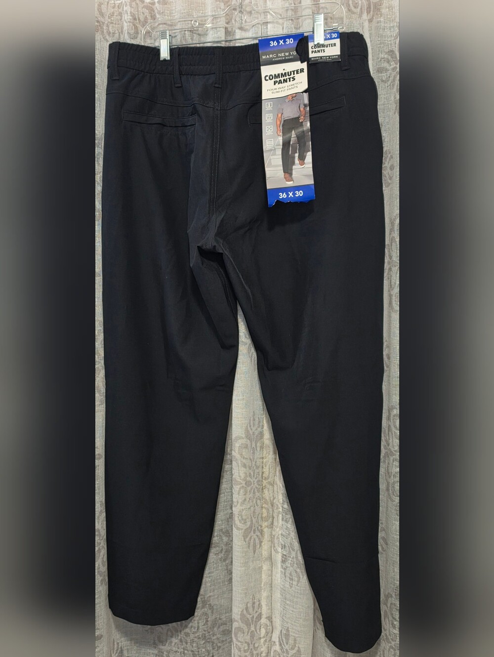 Marc New York Men's Commuter Pants Black 36x30 Performance Stretch NWT